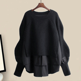 [Vane-KN991]코어 레이어니트  (TIME SALE 30%)  ♥ 주문폭주   셔츠와 니트가 레이어한듯한~감각적인 룩! 너무 예뻐요